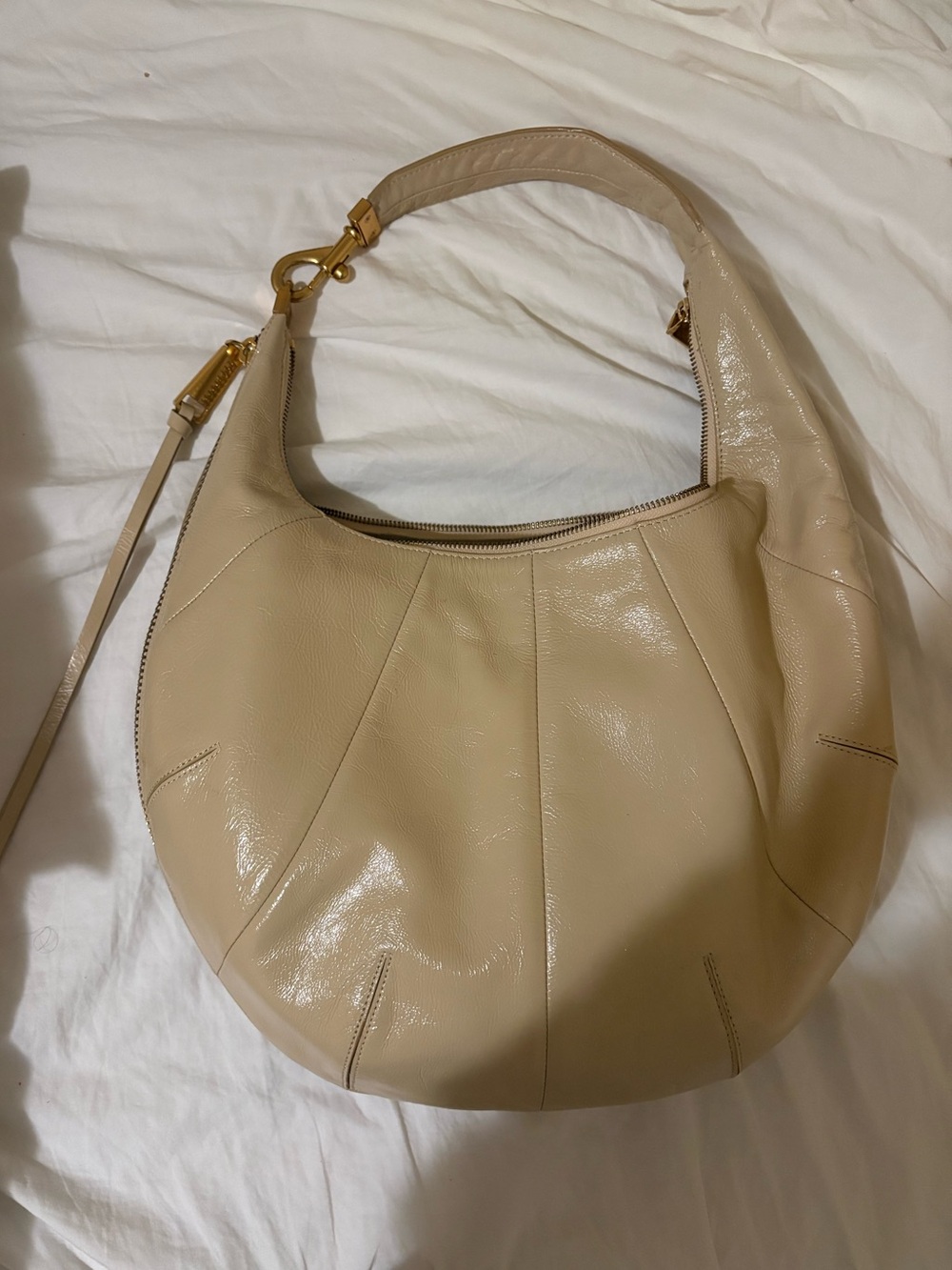 Rebecca Minkoff Beige Leather Hobo Bag with Gold Hardware